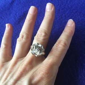 Adjustable ROSE Sterling Silver ring Taxco Mexico.